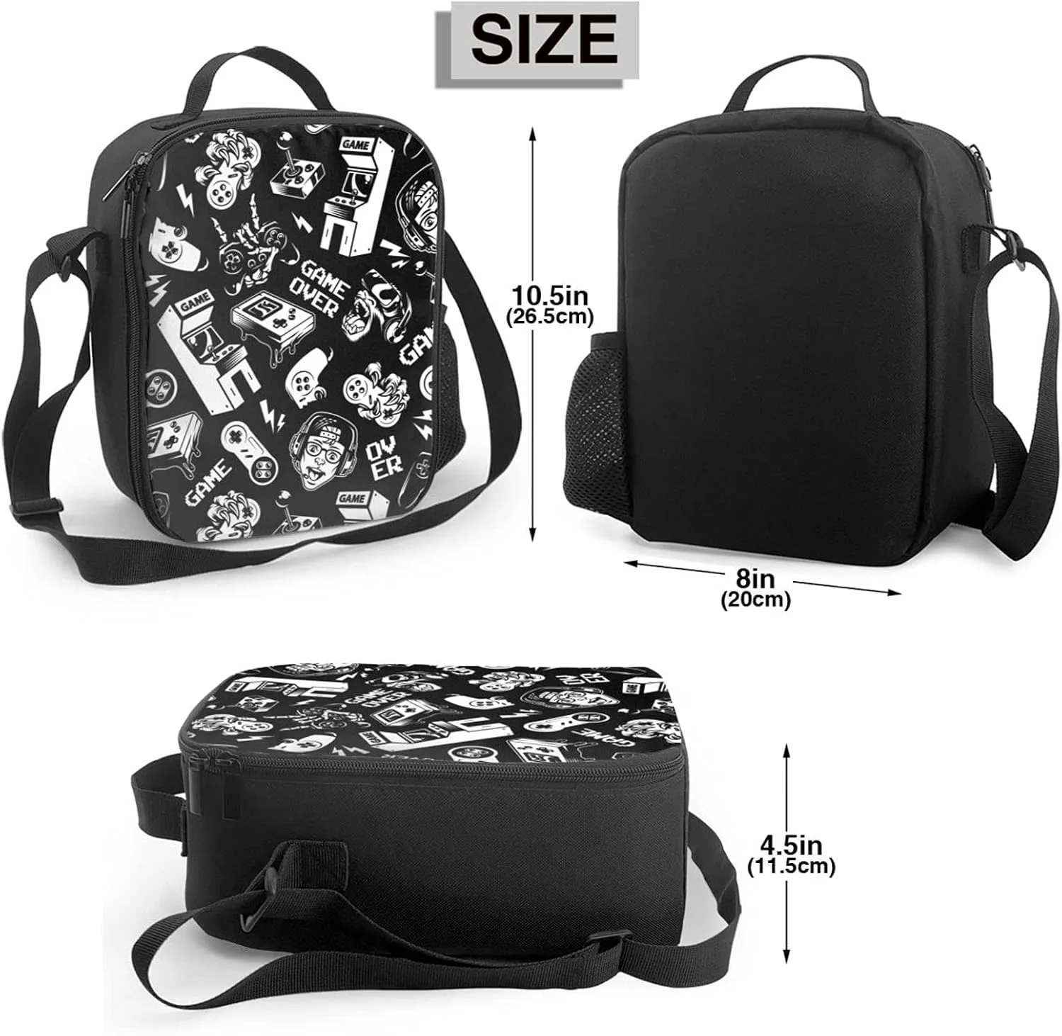 Vintage Video Game Insulated Lunch Bag Reusable Tote Bag Lunch Box Food Container For Men Women Kids
