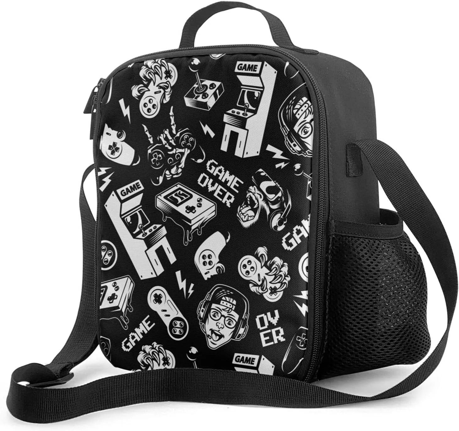 Vintage Video Game Insulated Lunch Bag Reusable Tote Bag Lunch Box Food Container For Men Women Kids