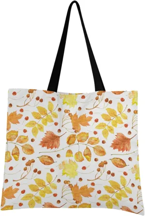 visesunny Women Extra Large Tote Bag Maple Leaf Hawthorn Birch Berry Shoulder Bags Ladies Beach Travel Reusable Grocery Shopping Portable Storage Handbag