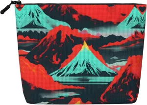Volcano Bloom Print Single-layer Makeup Bag Waterproof Travel Cosmetic Organizer Large Capacity