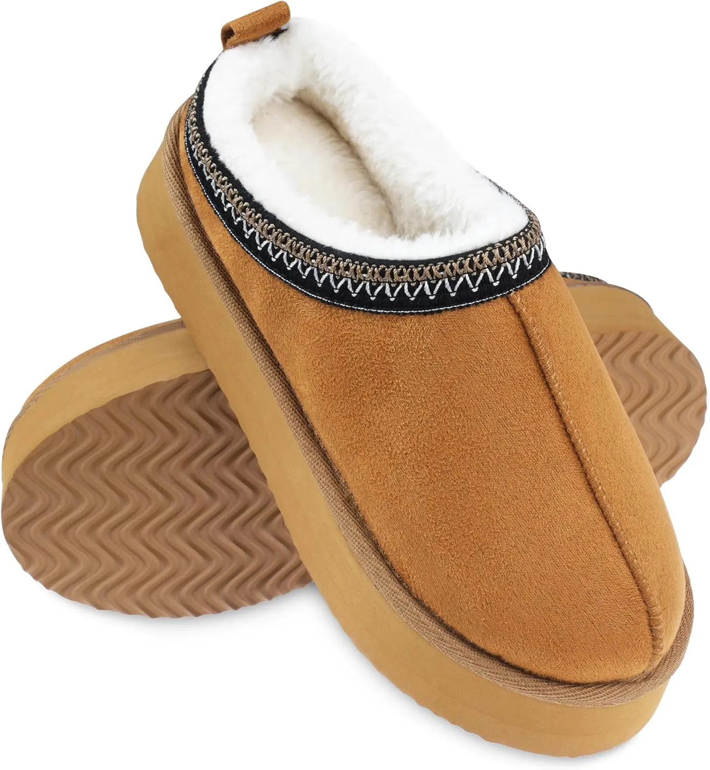 VONMAY Women's Cozy Platform Slippers, Warm Fleece-Lined Indoor Outdoor Slippers with Anti-Slip Sole, Stylish and Comfortable Christmas Gift Winter House Shoes