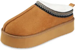 VONMAY Women's Cozy Platform Slippers, Warm Fleece-Lined Indoor Outdoor Slippers with Anti-Slip Sole, Stylish and Comfortable Christmas Gift Winter House Shoes