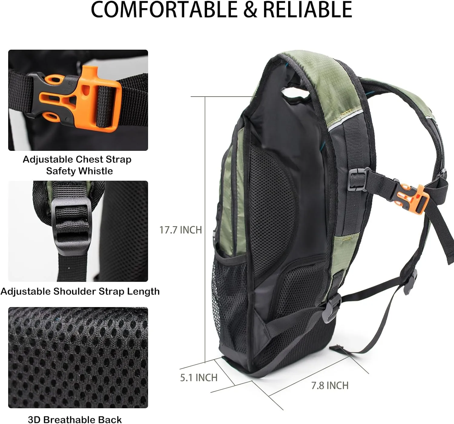 Water Backpack with 2L Water Bladder-Waterproof Insulated Hydration Backpack Women& Men Tactical Lightweight 25L Hydration Backpack with Storage for Hiking Running Biking Cycling