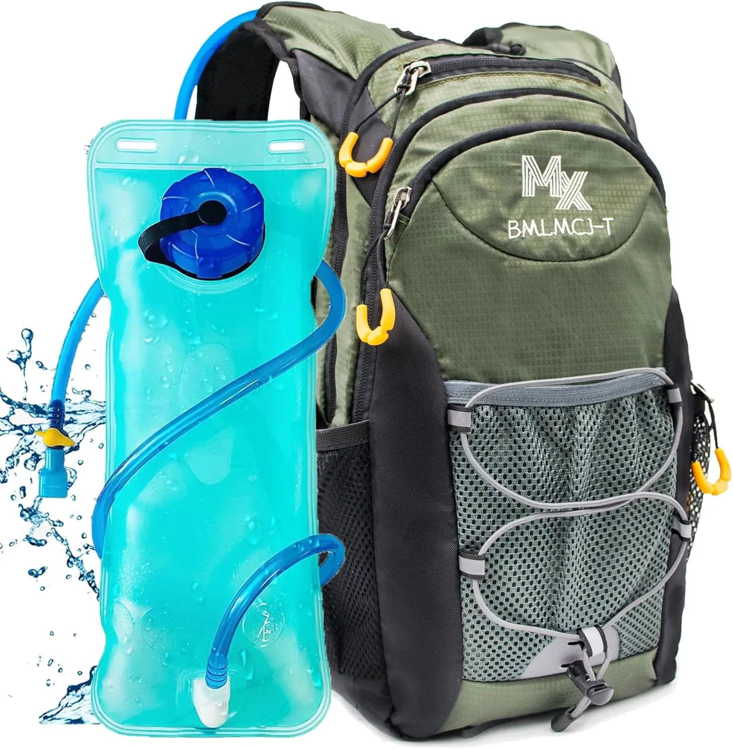 Water Backpack with 2L Water Bladder-Waterproof Insulated Hydration Backpack Women& Men Tactical Lightweight 25L Hydration Backpack with Storage for Hiking Running Biking Cycling
