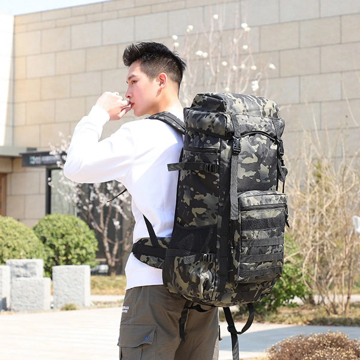 Water-Resistant Military Backpack for Outdoor Camping, 70L
