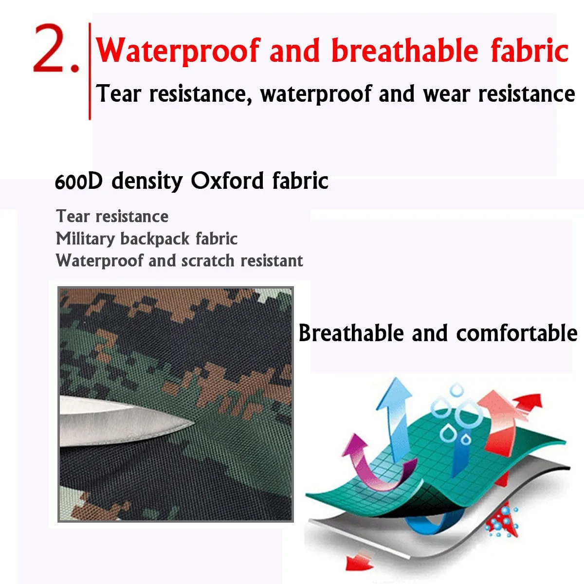 Water-Resistant Military Backpack for Outdoor Camping, 70L