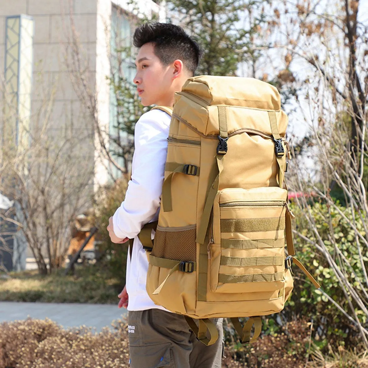 Water-Resistant Military Backpack for Outdoor Camping, 70L