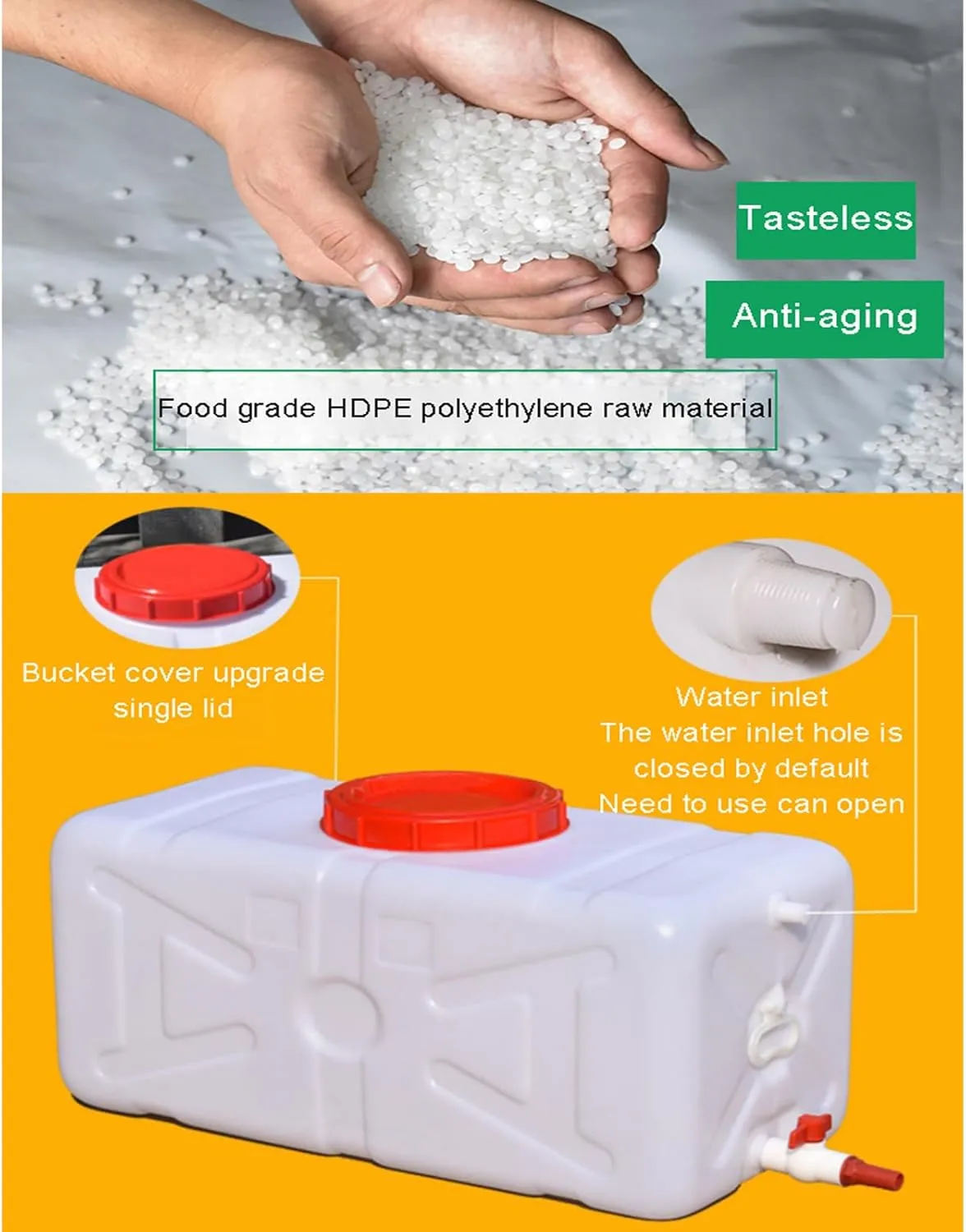 Water Storage Containers Water Carrier Plastic Water Tank with Tap Emergency Water Container 50L/80L/110L/200L Water Bucket Jug for Hiking Camping Driking Outdoors Indoors(Size:200L)