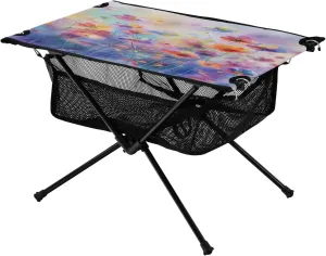 Watercolor Flowers Painting Portable Folding Camping Table, Compact Lightweight Beach Table with Carrying Bag for Outdoor Picnics, BBQs, Camp