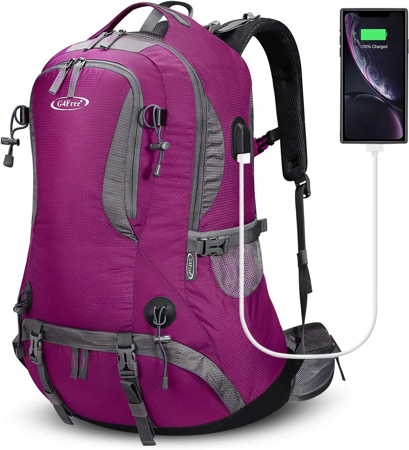 Waterproof 50L Hiking Backpack with Rain Cover - G4Free