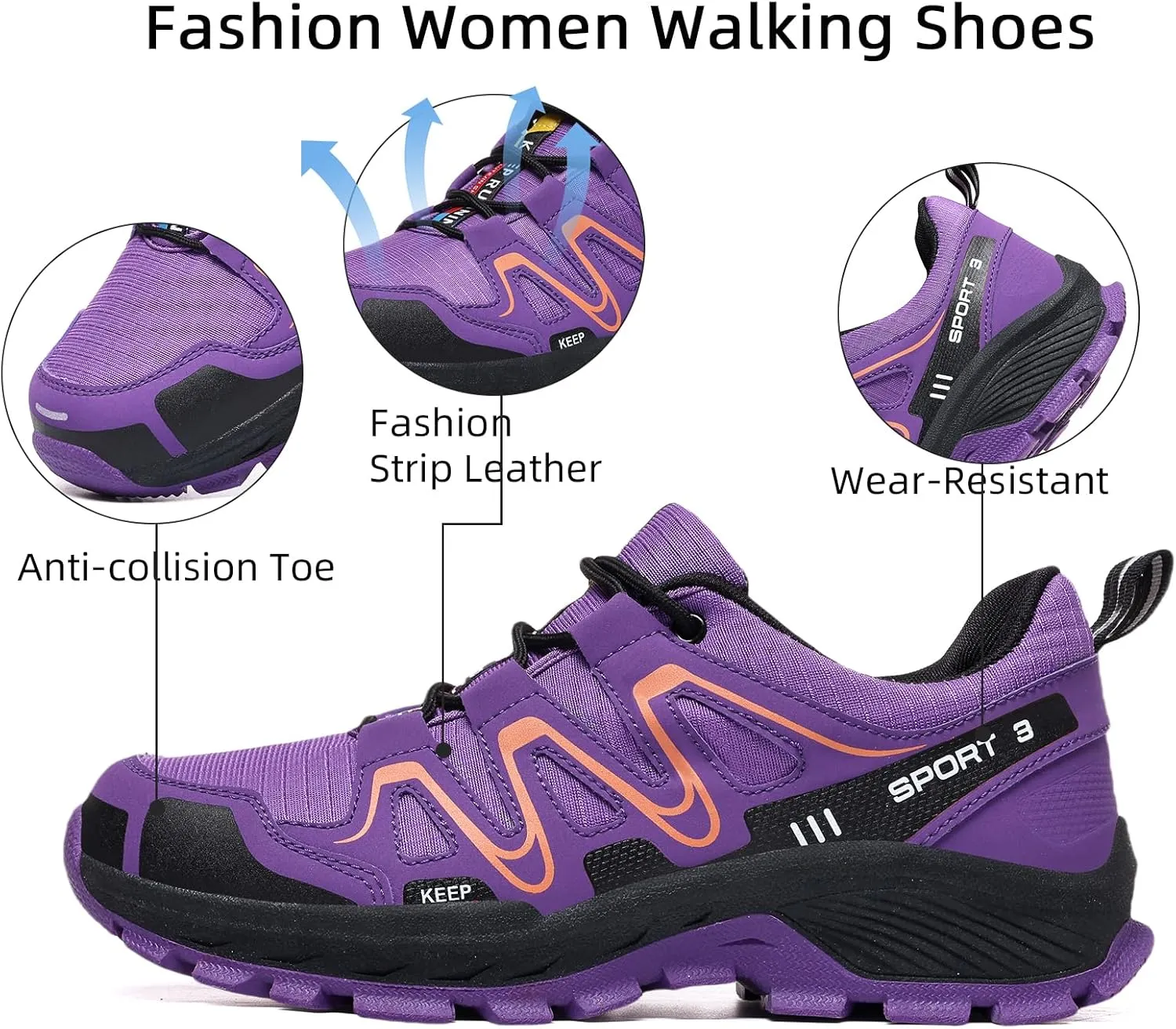 Waterproof Hiking Shoes Women Comfortable Lightweight Non-Slip Trekking Boots Fashion Walking Shoes for Women Tennis Outdoor Sneakers