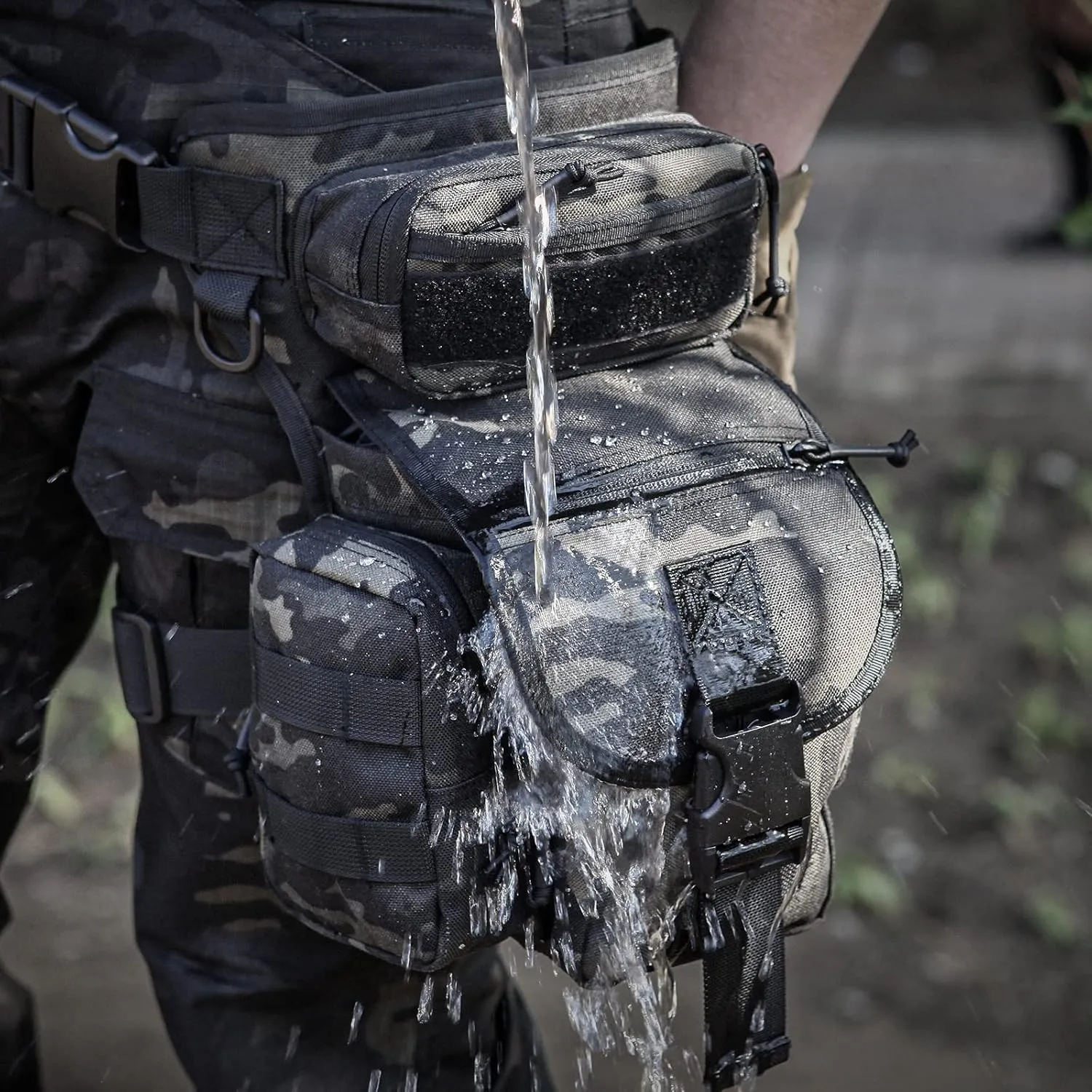 Waterproof Military Tactical Drop Leg Pouch Bag Type B Cross Over Leg Rig Outdoor Bike Cycling Hiking Thigh Bag
