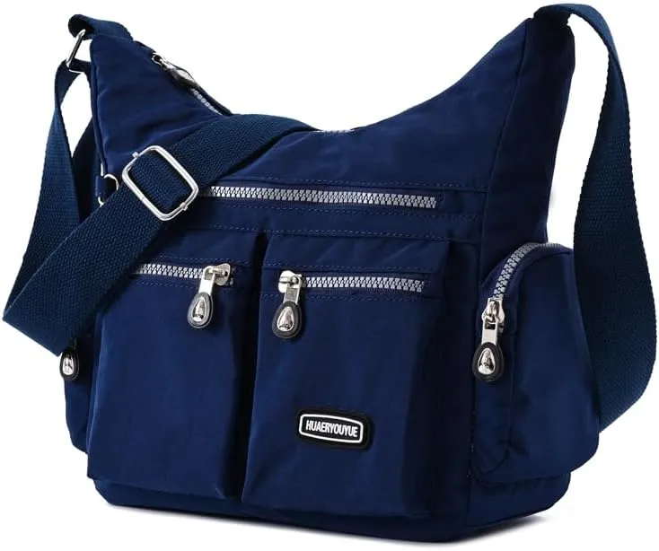 Waterproof Nylon Crossbody Bag for Women Mulit-Pockets Shoulder Bag Travel Purses and Handbag