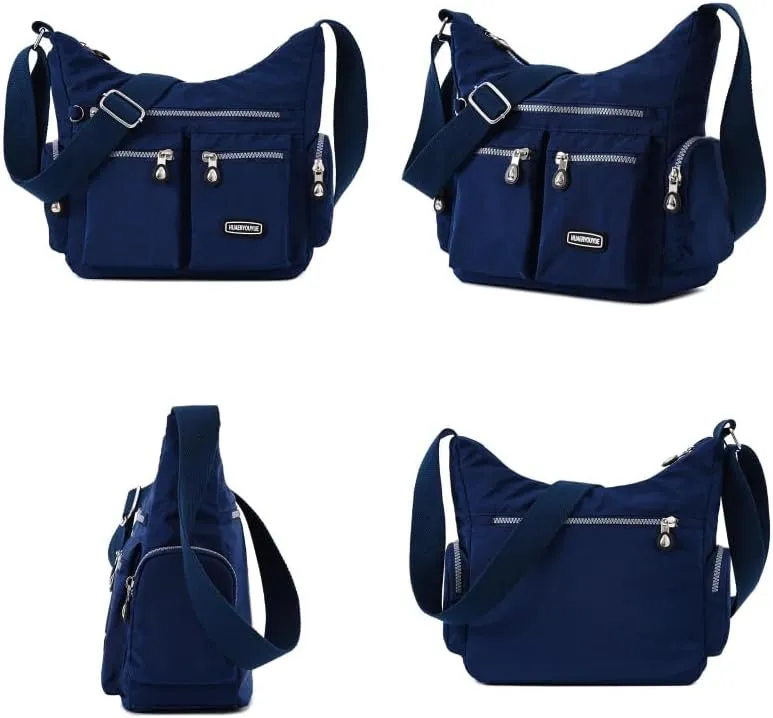 Waterproof Nylon Crossbody Bag for Women Mulit-Pockets Shoulder Bag Travel Purses and Handbag