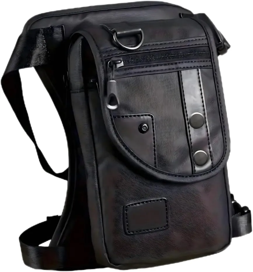 Waterproof Oxford Leg Bag for Men and Women, Motorcycle Riding Hiking Travel Multi-Function Bag, Black