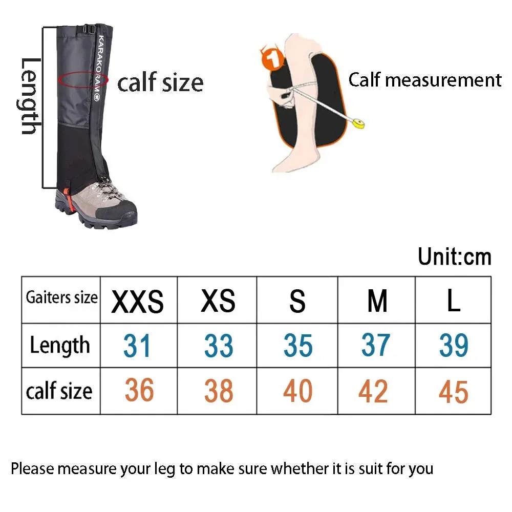 Waterproof Snow Leg Gaiters - Hiking, Camping, Climbing, and Hunting Protection