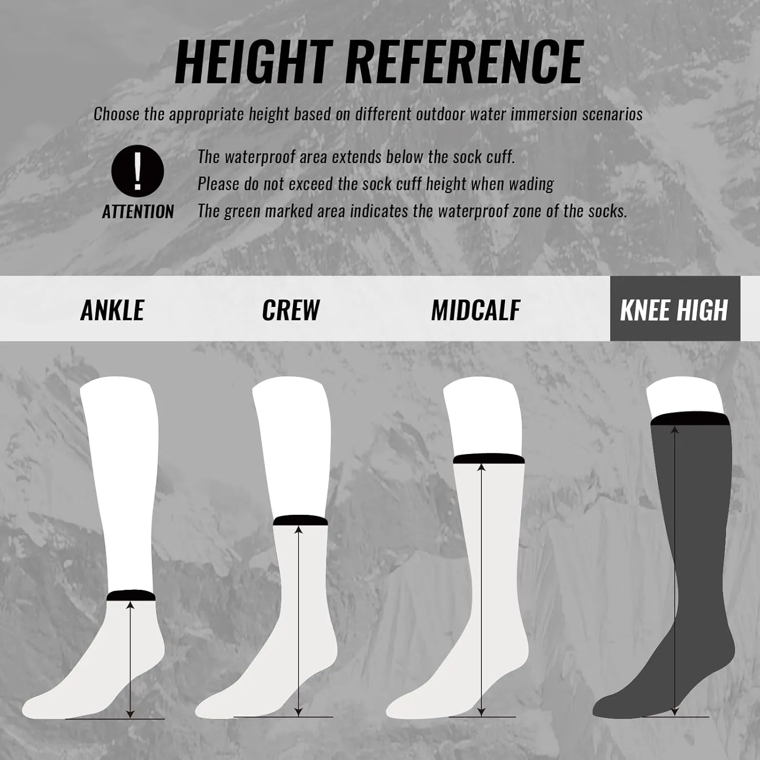 Waterproof Socks Knee High Long Socks,Thermal Ligthweight Breathable,Hiking,Cycling,Running,Skiing