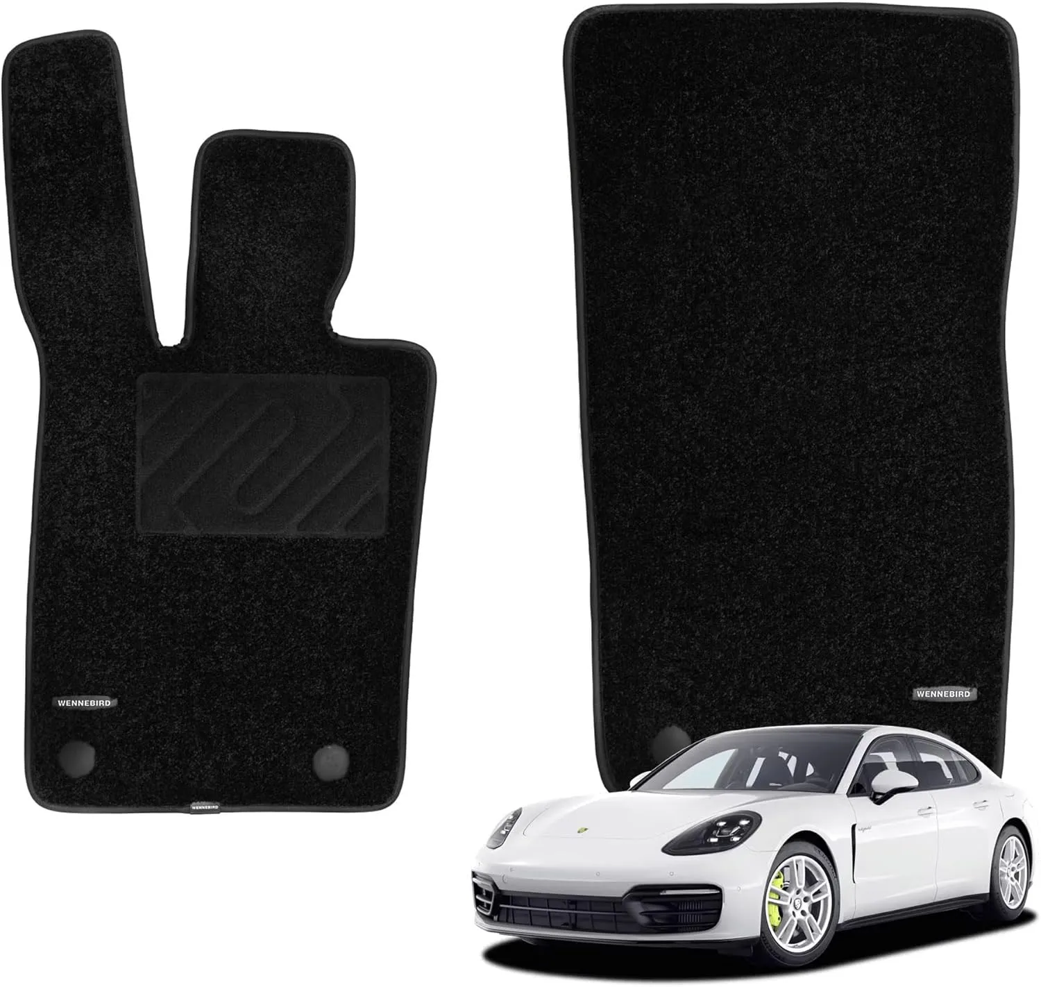 WENNEBIRD Superior Carpet Front Row Floor Mats for 2017-2025 Porsche Panamera, 2020-2025 Panamera E-Hybrid (971), Premium All Weather Anti-Slip Waterproof Floor Liners, 0.6 Inch Thickness Rugs - 2pc