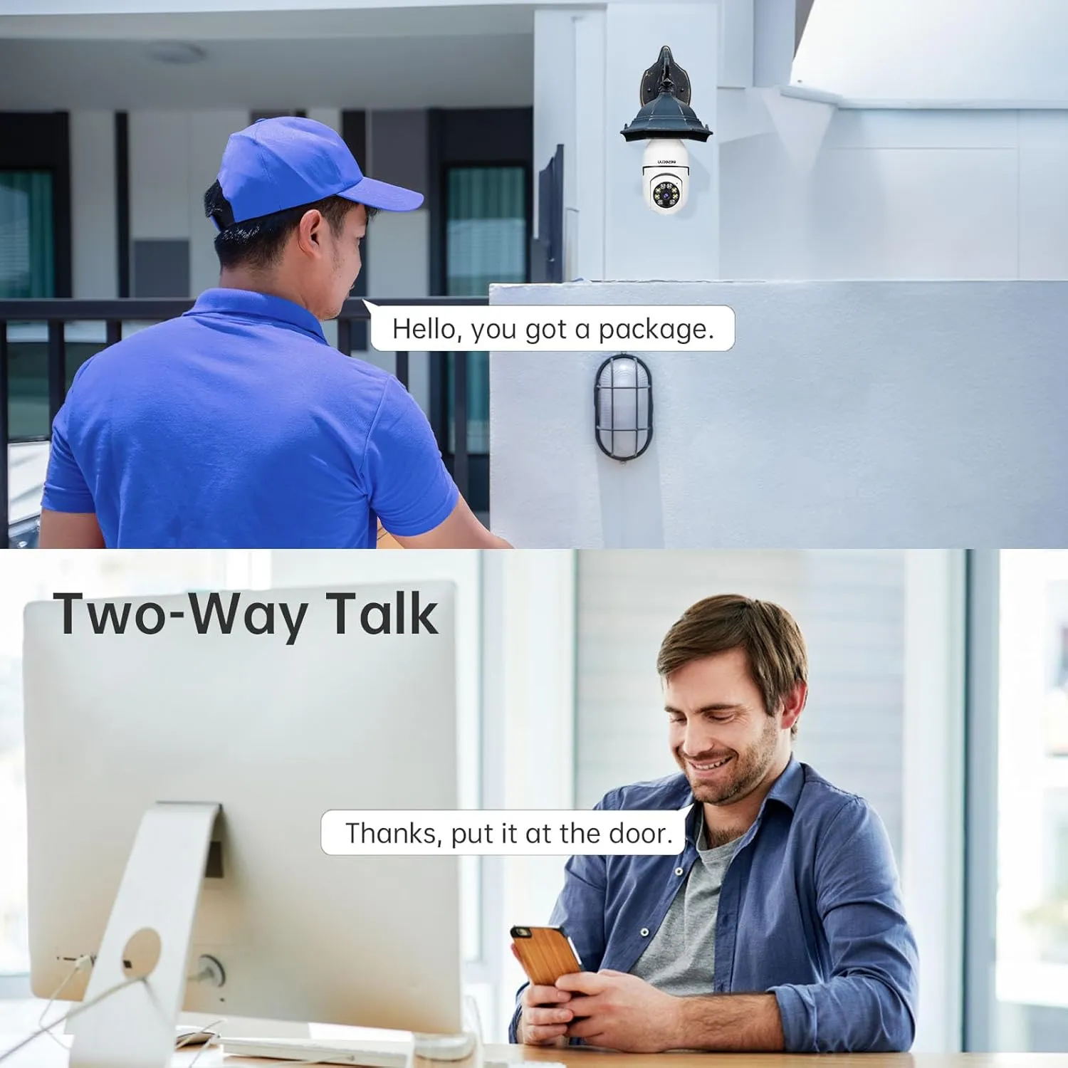 WESECUU Light Bulb Security Camera -5G& 2.4GHz WiFi 2K Security Cameras Wireless Outdoor Motion Detection and Alarm,Two-Way Talk,Color Night Vision,Human Detection, Bulb Camera Compatible with Alexa