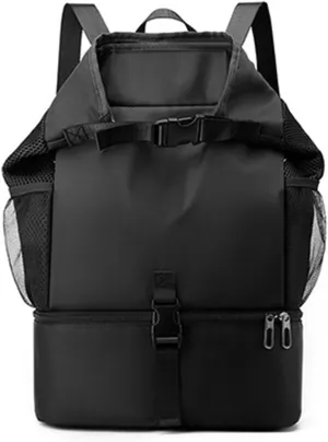 Wesoke Large Sports Gym Backpack, Waterproof Yoga Bag with Shoe Compartment for Men and Women, Big Travel Backpack with Wet Pocket, Portable Outdoor Large Basketball Bag Backpack, Black