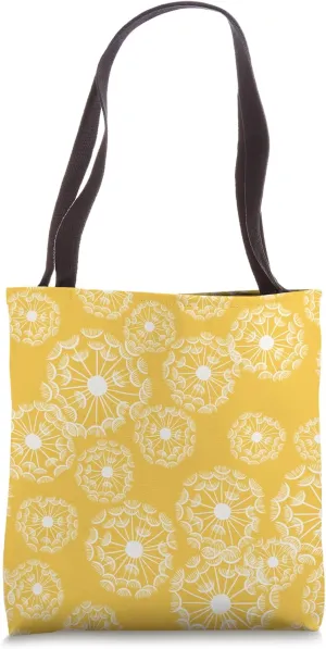 Whimsical Dandelion Delight Sunshine Yellow White Pattern Tote Bag