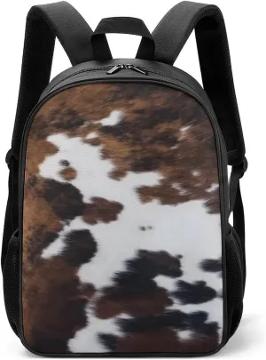 White And Brown Cowhide Large Capacity Fully Printed Portable Backpack Unisex