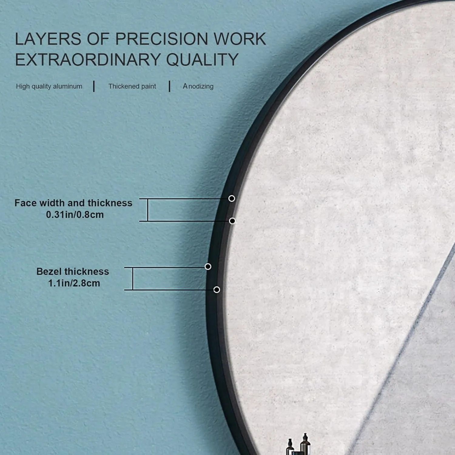 WHYATT Vanity Mirror, Round Makeup Mirror, Mirror Makeup Mirror for Bedroom, Aluminum Alloy, Bathroom Mirror (Size : A1)