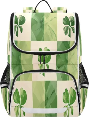 Wide Open Laptop Backpack for Women&Men Four Leaf Clover Shoulder Bag School Bookbag Casual Daypack