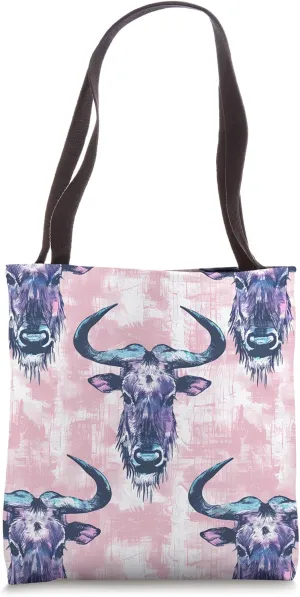 Wildebeest Pastel Animal Wildlife Pattern Tote Bag