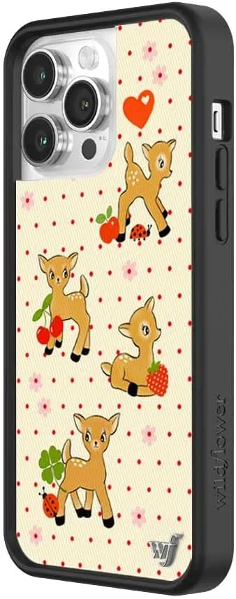 Wildflower Cases - Oh Deer, Compatible with Apple iPhone 14 Pro Max | Animals Fruit Floral Dainty Aesthetic Cute Trendy - Protective Black Bumper, 4ft Drop Test Certified, Women Owned Small Business