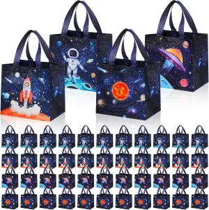 Windyun 48 Pcs Space Gift Bags Bulk Large Outer Space Party Favors Bags Non Woven Goodie Candy Treat Bag with Handles Planet Galaxy Tote Bags for Galaxy Theme Birthday Baby Shower Party Supplies