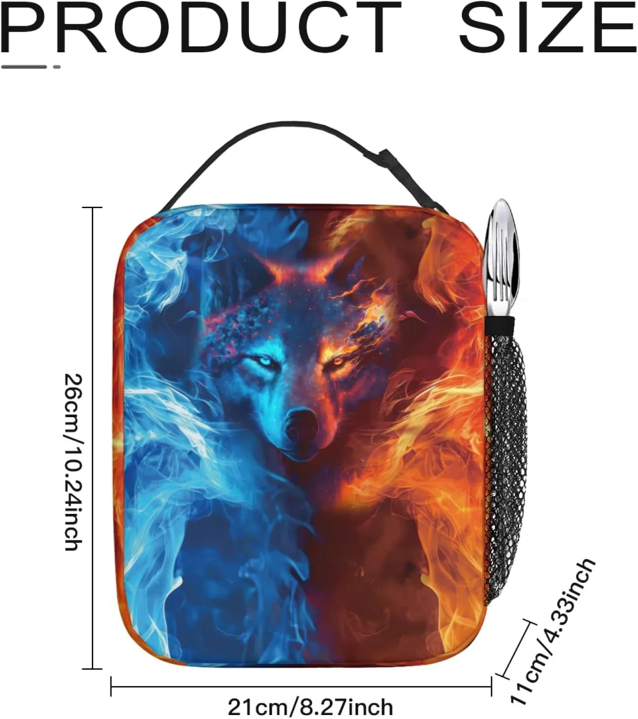 Wolf Lunch Box for All Seasons Reusable Insulated Lunch Bag 10 Inch