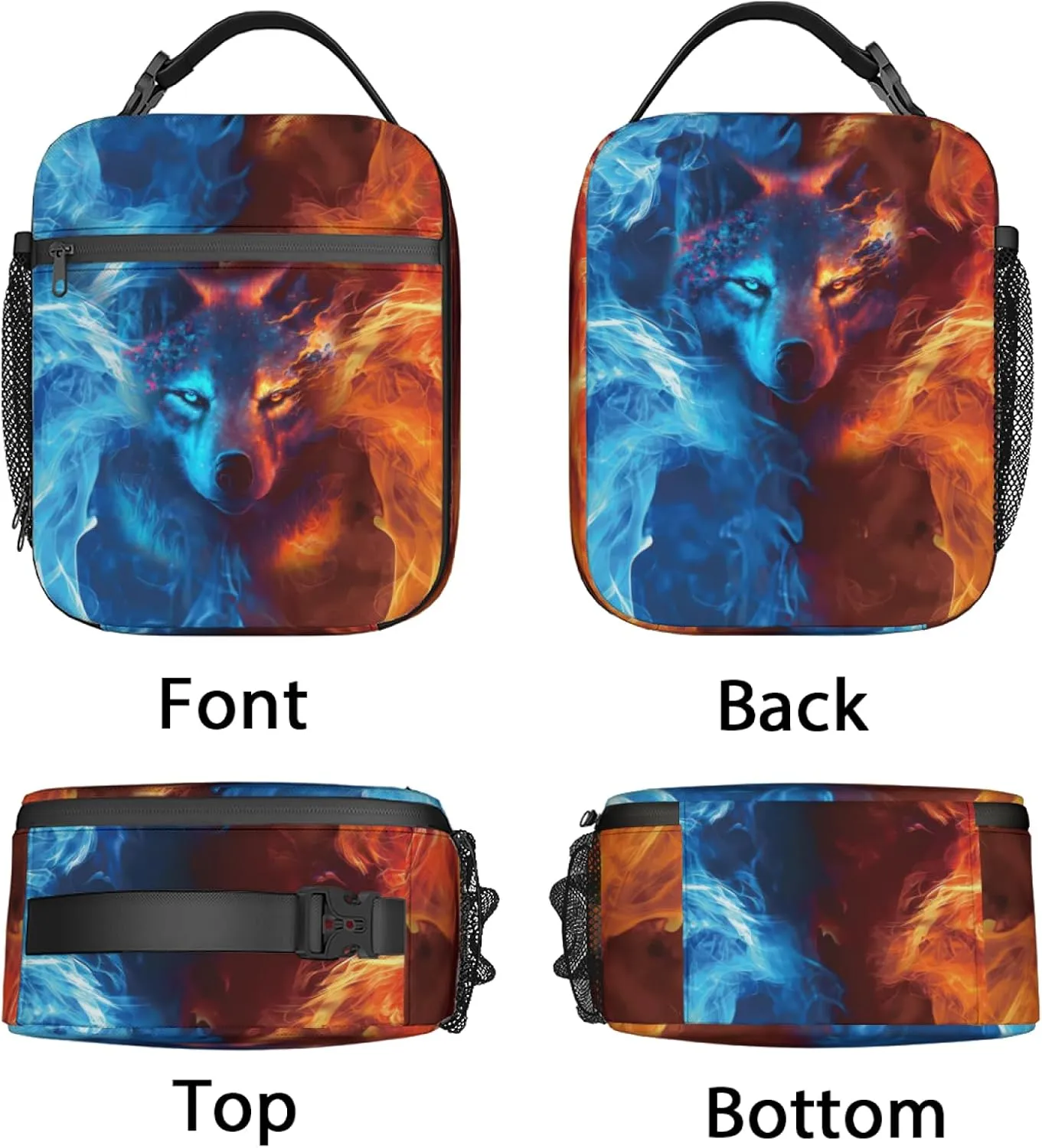 Wolf Lunch Box for All Seasons Reusable Insulated Lunch Bag 10 Inch