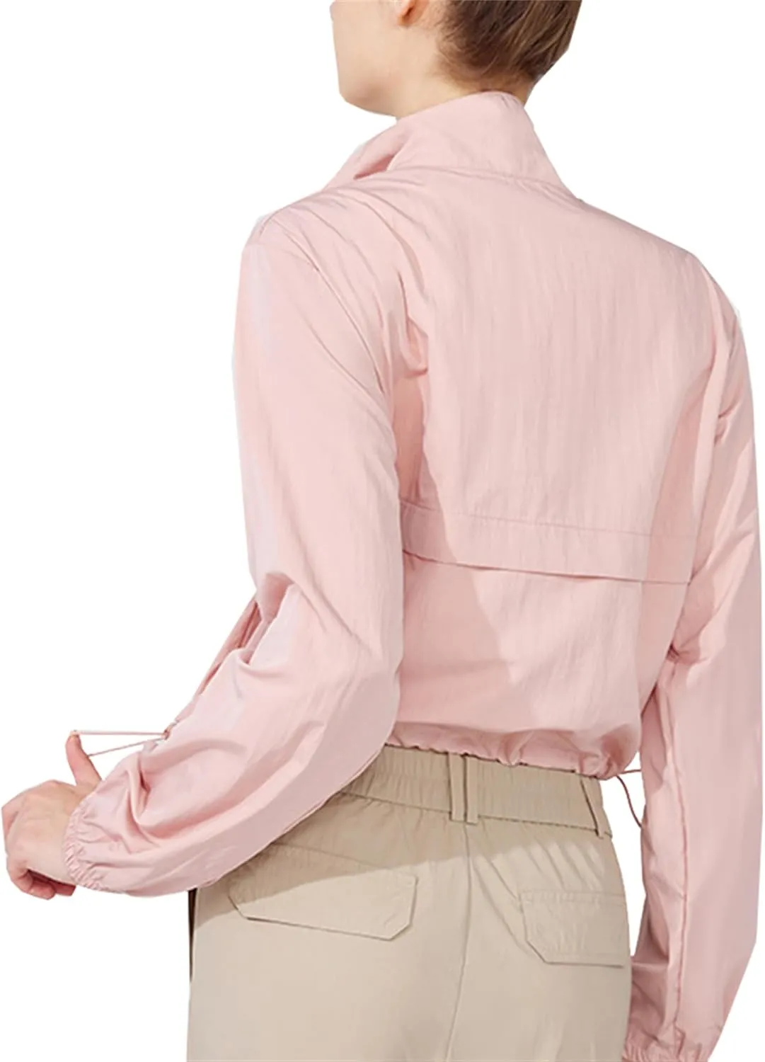 Women Half Zip Cropped Workout Jackets UPF 50  Sun Protection Athletic Running Yoga Shirts