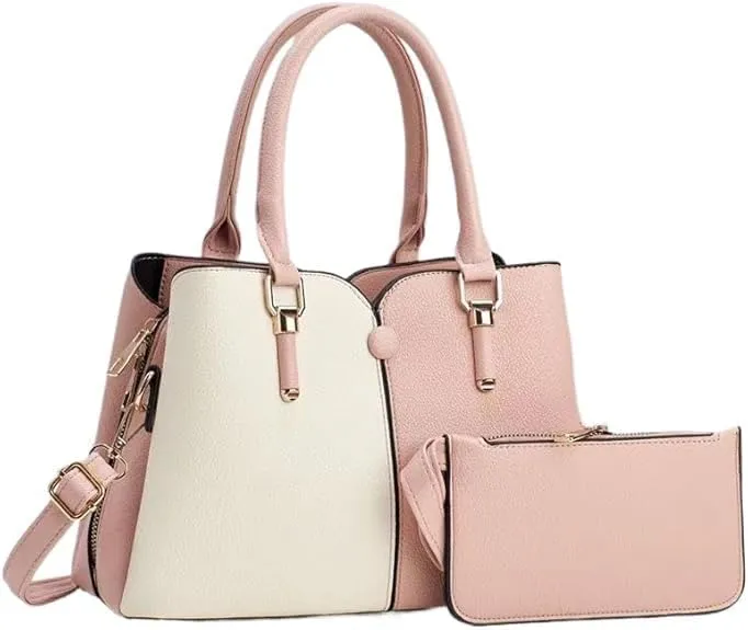 Women Hand-Held Bag Multi-Layer Large Capacity Handbag Fashion Contrast Shoulder Bags Top Handle Satchel Purse Set