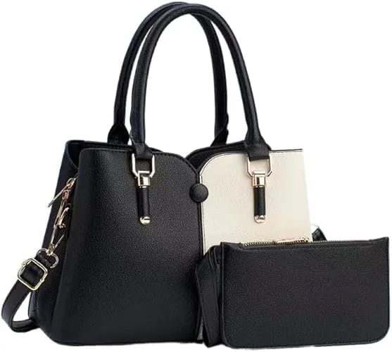 Women Hand-Held Bag Multi-Layer Large Capacity Handbag Fashion Contrast Shoulder Bags Top Handle Satchel Purse Set