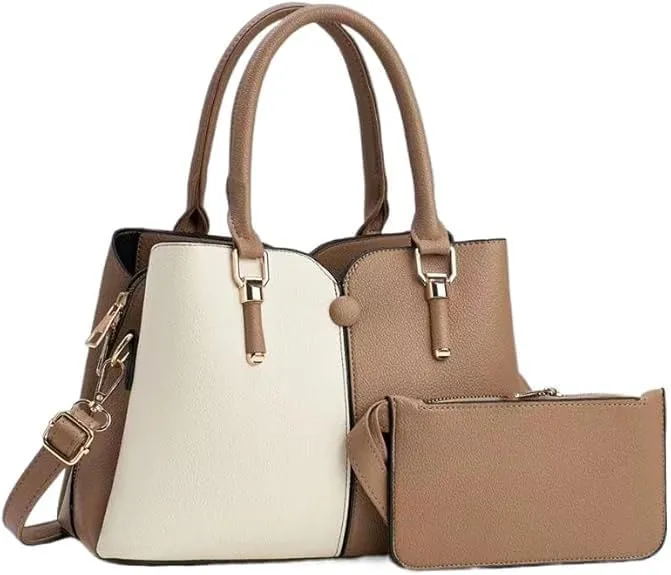 Women Hand-Held Bag Multi-Layer Large Capacity Handbag Fashion Contrast Shoulder Bags Top Handle Satchel Purse Set