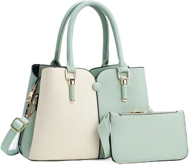 Women Hand-Held Bag Multi-Layer Large Capacity Handbag Fashion Contrast Shoulder Bags Top Handle Satchel Purse Set