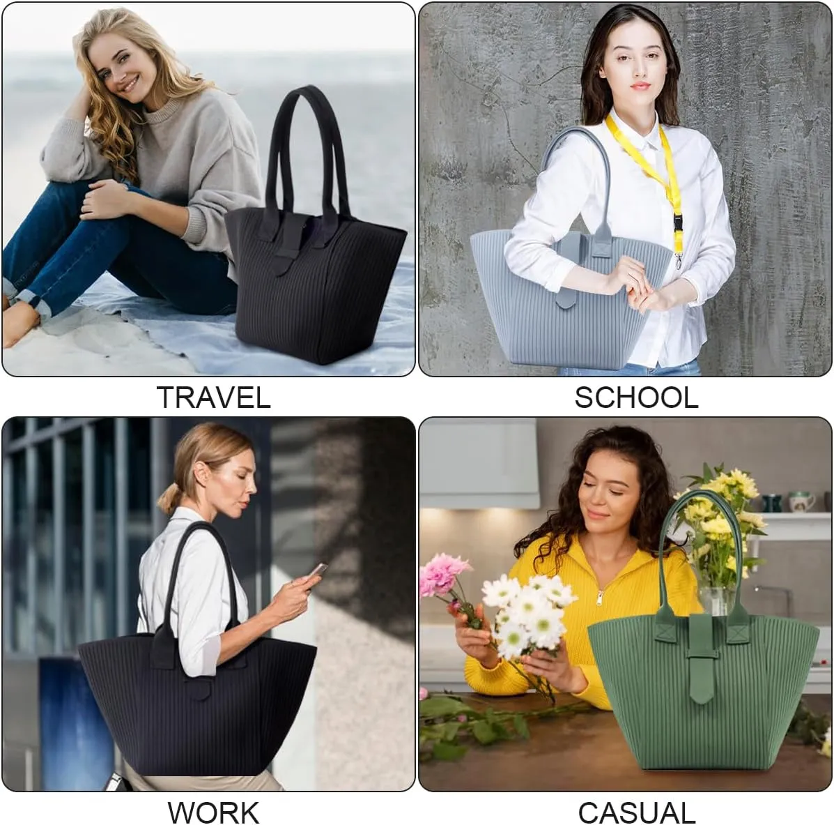 Women Tote Bag Lightweight Top Handle Bag Washable Shoulder Tote Handbag With Snap