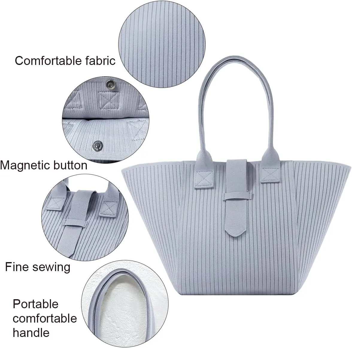 Women Tote Bag Lightweight Top Handle Bag Washable Shoulder Tote Handbag With Snap