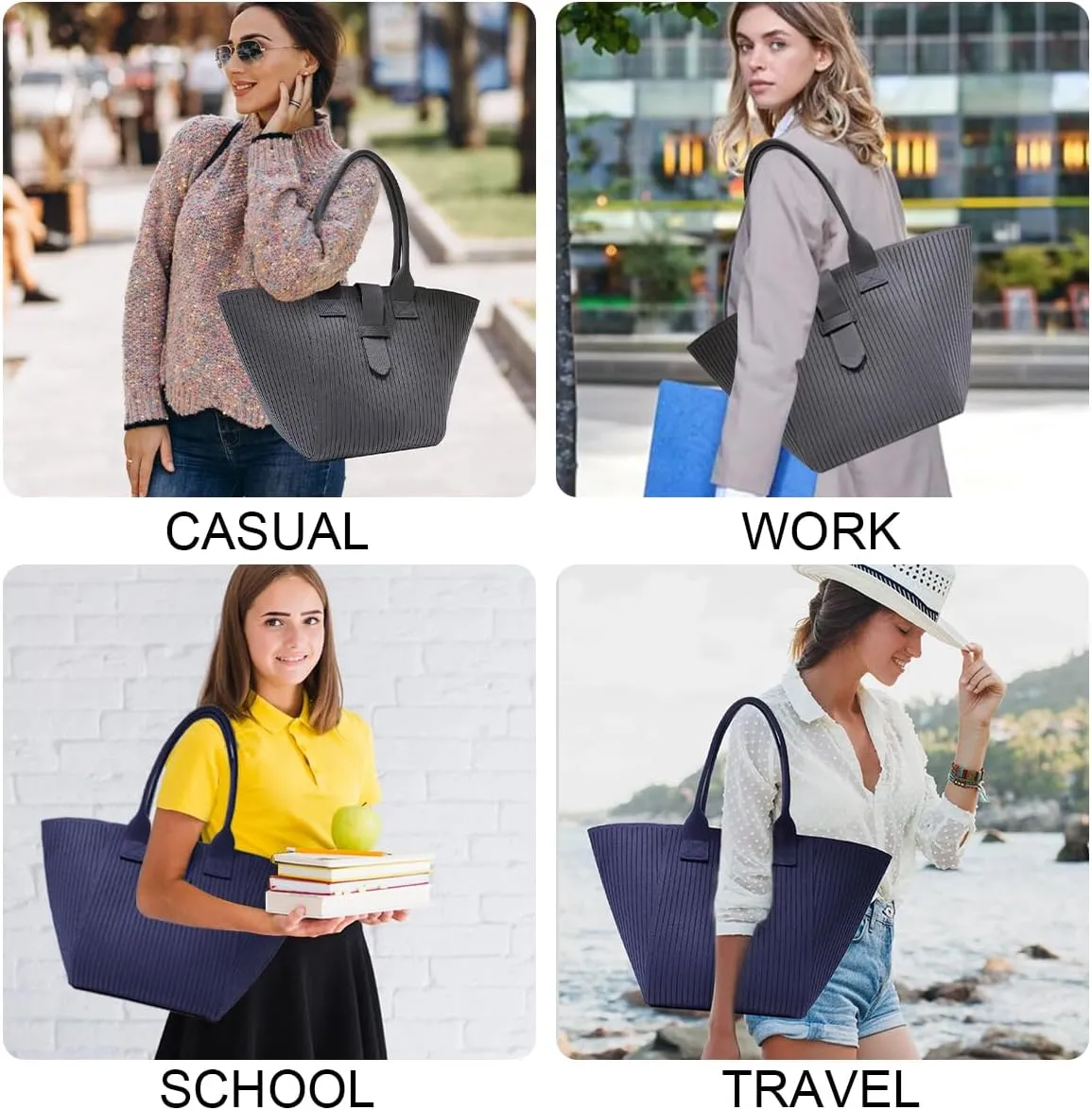 Women Tote Bag Lightweight Top Handle Bag Washable Shoulder Tote Handbag With Snap