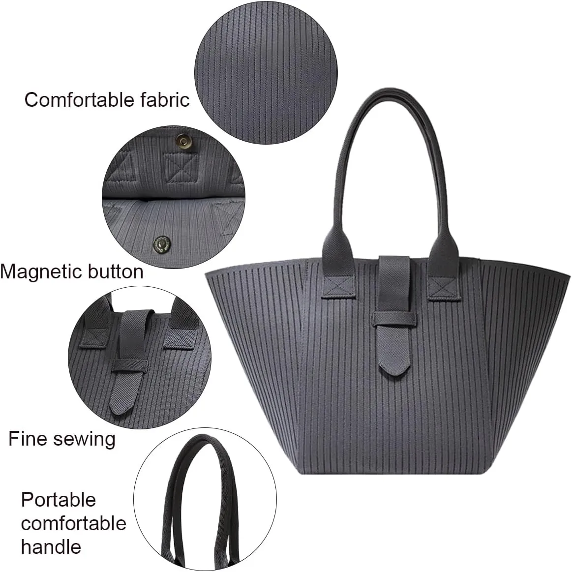Women Tote Bag Lightweight Top Handle Bag Washable Shoulder Tote Handbag With Snap