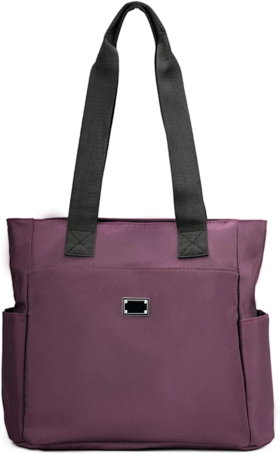 Women Tote Bag with Zipper Nylon Overnight Handbag Multiple Pockets Waterproof Shoulder Bag for Work Travel