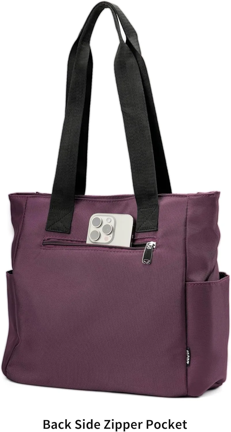 Women Tote Bag with Zipper Nylon Overnight Handbag Multiple Pockets Waterproof Shoulder Bag for Work Travel