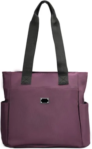 Women Tote Bag with Zipper Nylon Overnight Handbag Multiple Pockets Waterproof Shoulder Bag for Work Travel