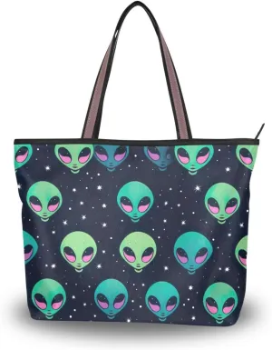 Women Tote Bags Aliens Space Top Handle Satchel Handbags Shoulder Bag for Shopping 20853572