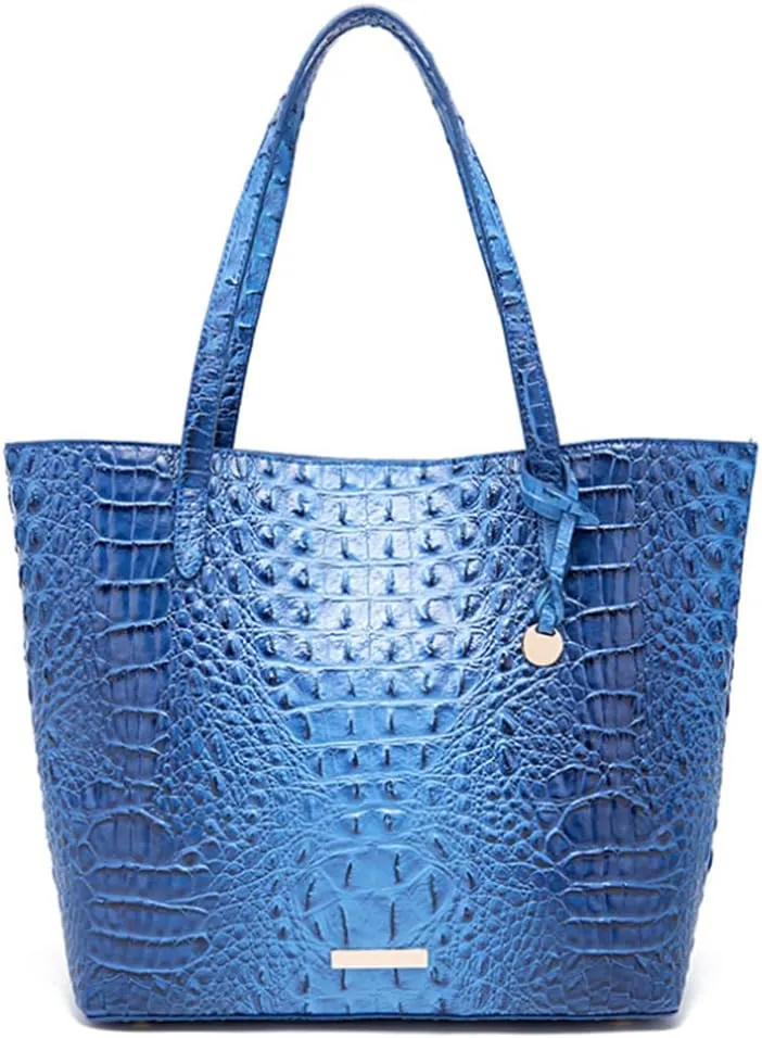 Women Tote Purses Crocodile-Embossed Pattern Shoulder Bag 2pcs PU Top Handle Handbag and Wallet