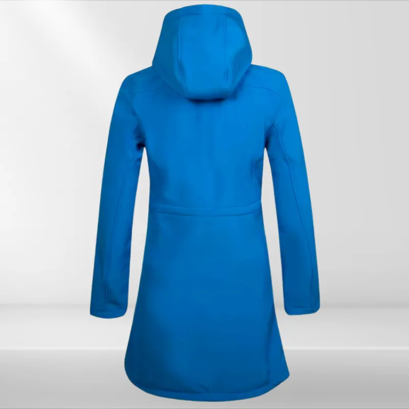 Women Waterproof long softshell outdoor hiking jacket with polar fleece lining