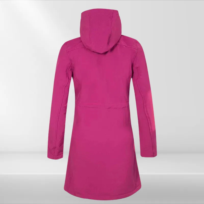 Women Waterproof long softshell outdoor hiking jacket with polar fleece lining