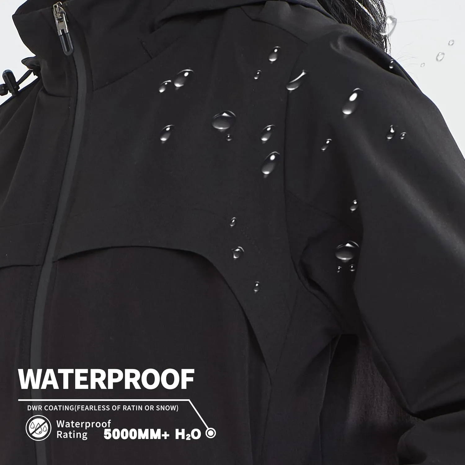 Women's Hooded Jacket Waterproof Breathable Spring Windproof Warm Jacket Lightweight Women